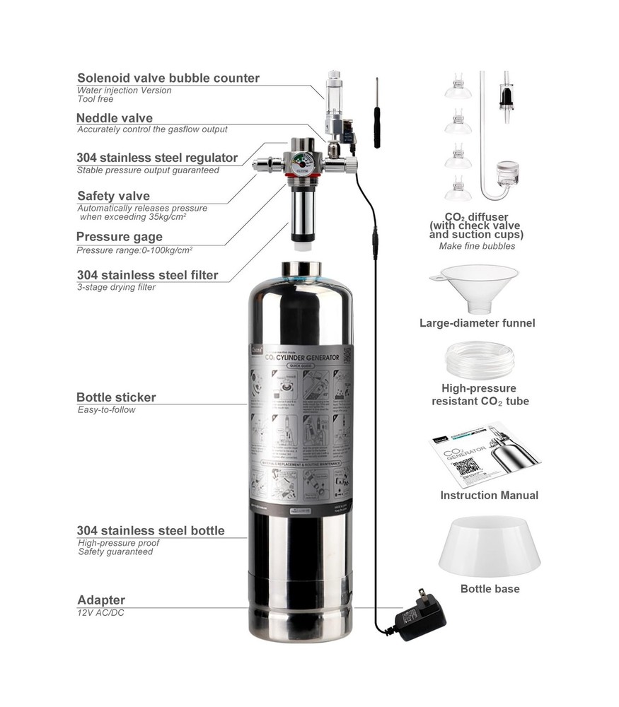 Aquarium CO2 Generator Kit Double Pressurization Enhanced Version, G700S