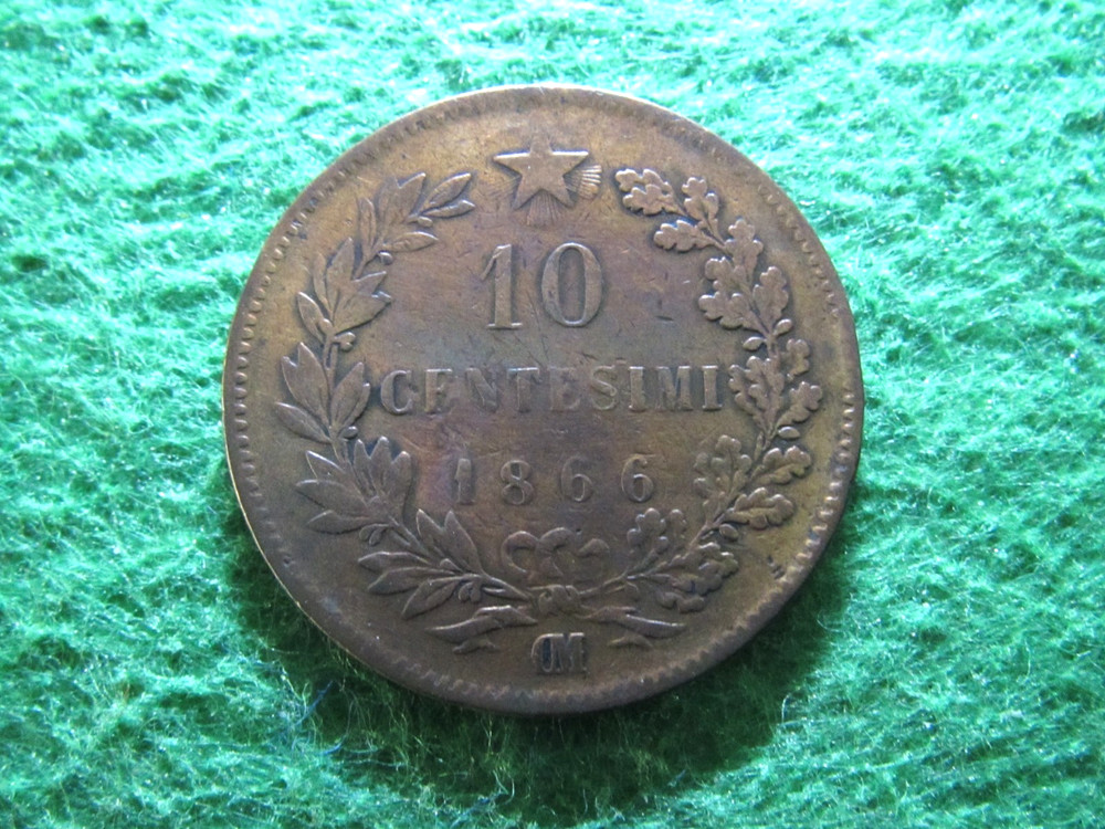 1866 OM Italy 10 Centesimi - Nice Circulated