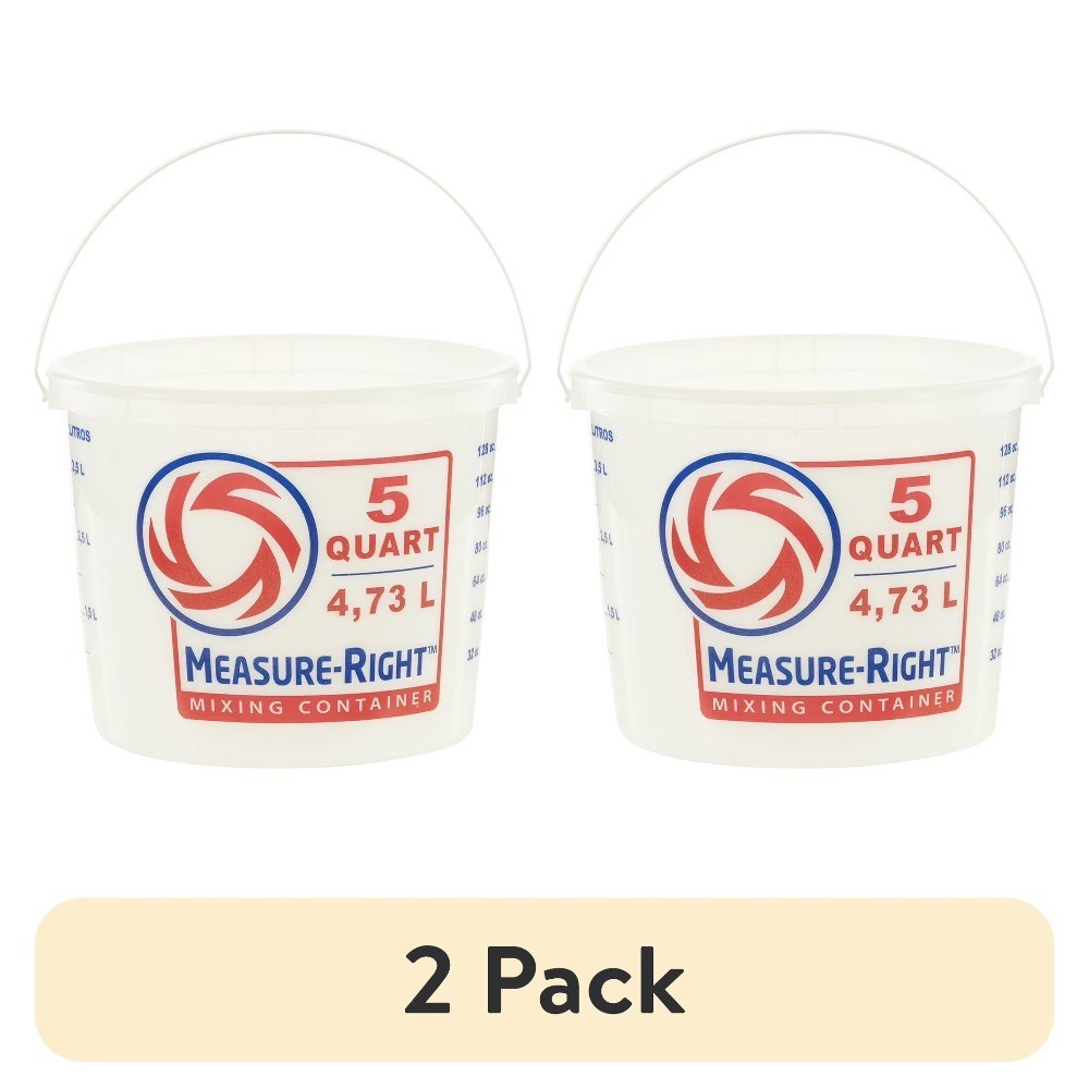 5 Quart Round Plastic Mixing Bucket Translucent 2-Pack