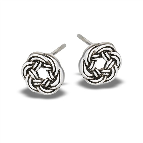 Celtic Sterling Silver Double Woven Wreath Stud Earring
