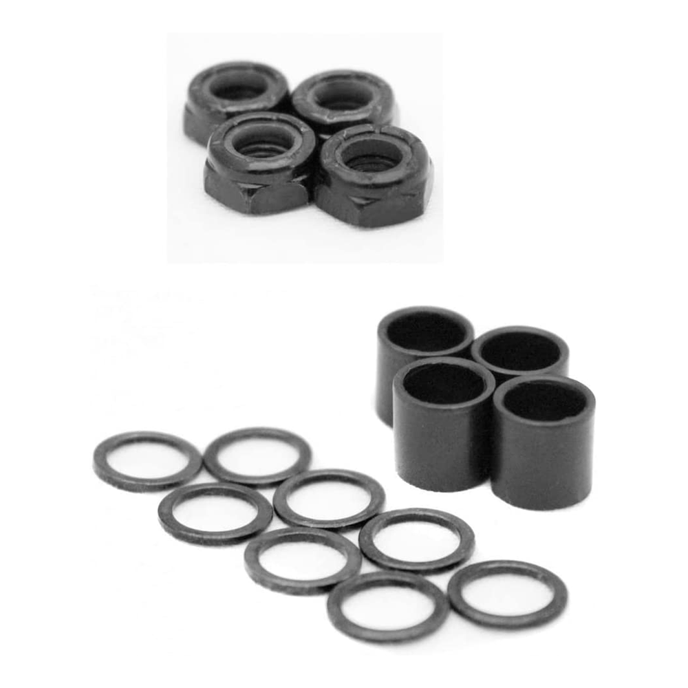 Skateboard Hardware Refresh Kit - Abec 5 Bearings, Risers, 1" Hardware, Nuts