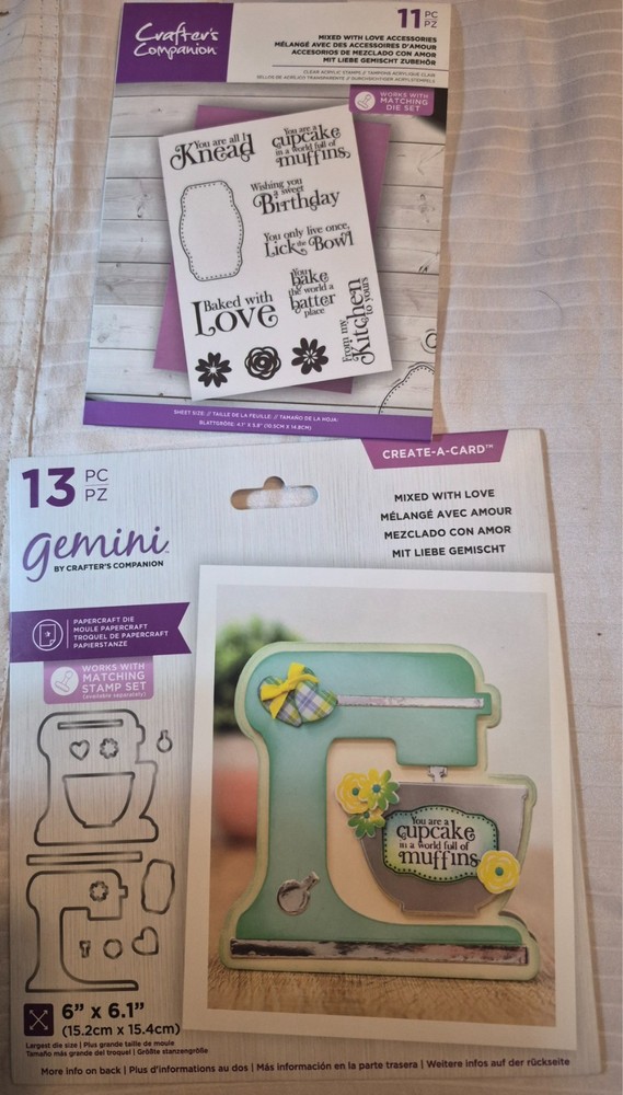 Gemini Mixed With Love Die & Stamp Set Bundle Mixer Baking Card Making 24pc