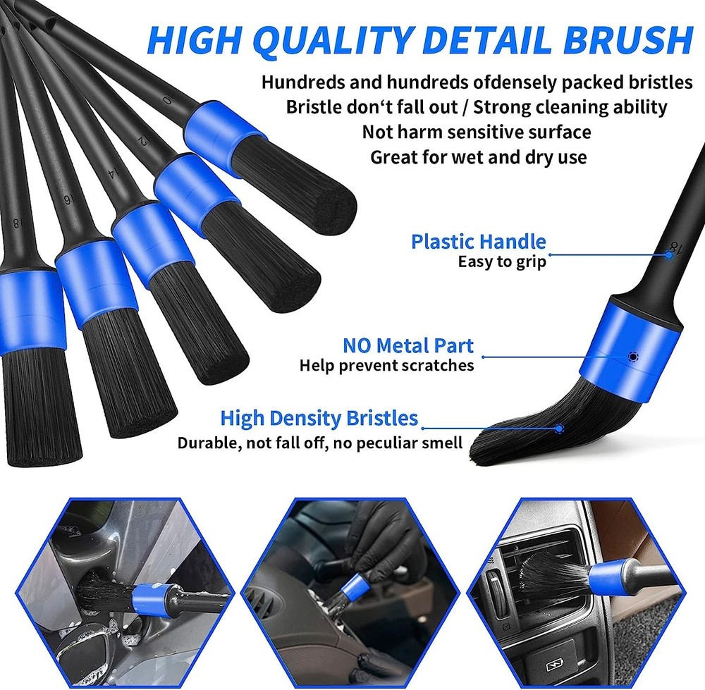 17Pcs Car Detailing Brush Set Drill not include
