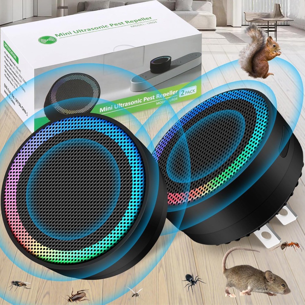 2x Ultrasonic Mouse Electronic Control Device, 360° Mouse Preventer Plug Pest