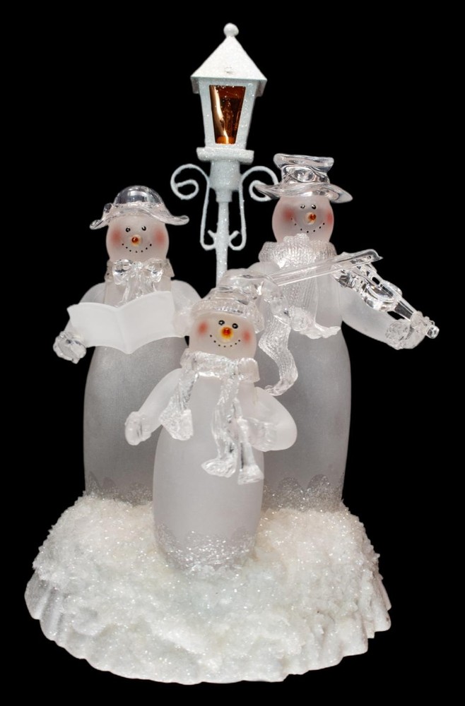 Lighted Snowman Family Carolers with Instruments 9”