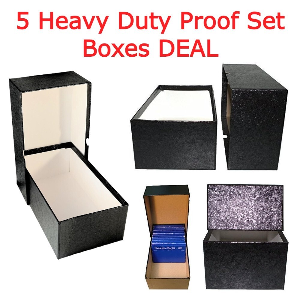 5 Heavy Duty Proof Set Boxes Holds 24 Sets Collection Durable/Strong Protection