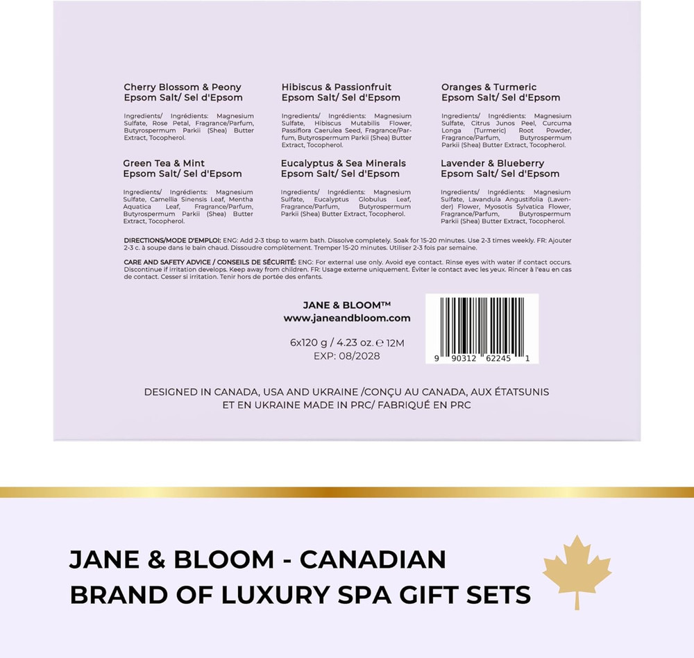 Epsom Salt Bath Gift Set – 6 Aromatherapy Blends with Essential Oils – Bath & Bo