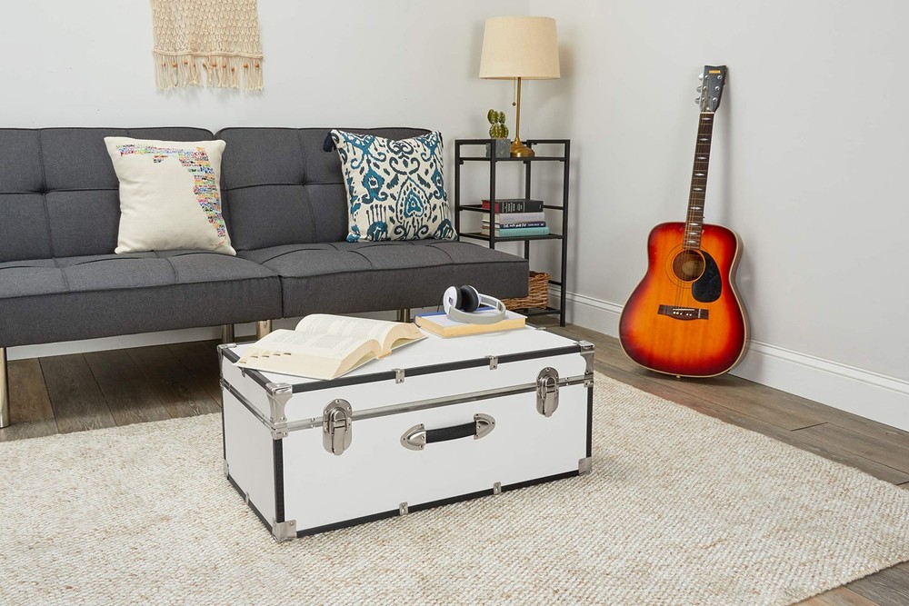Seward Trunk Basic 30In White Storage Chest with Latches