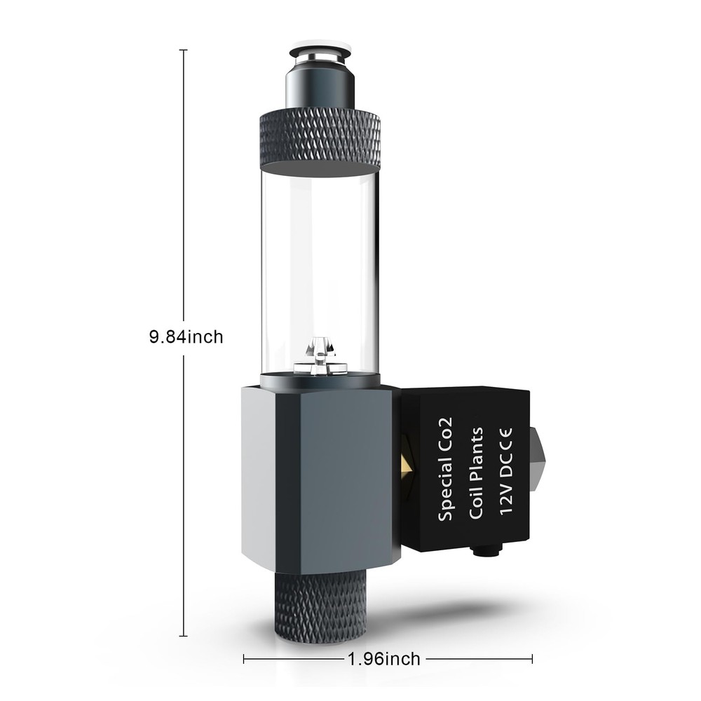 FZONE CO2 Solenoid Valve with Adapter for Desktop Aquarium System silver