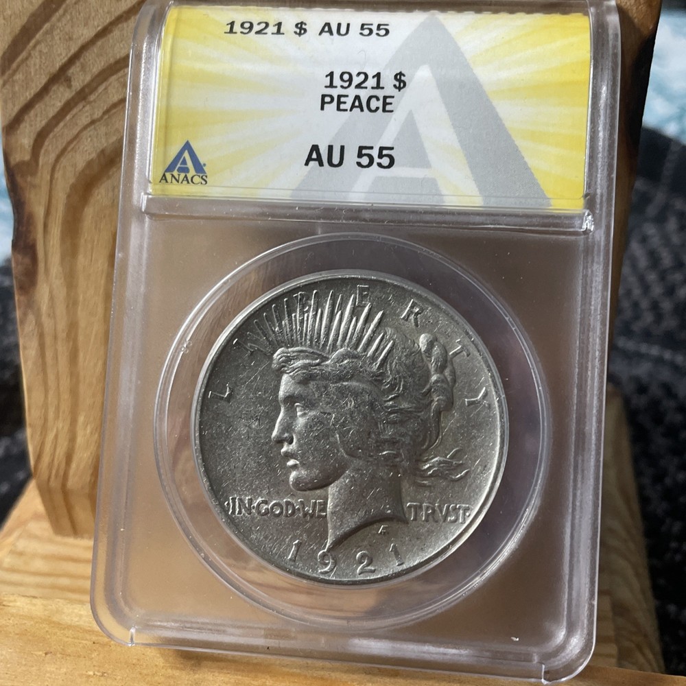 1921 Peace Dollar AU 55 ANACS