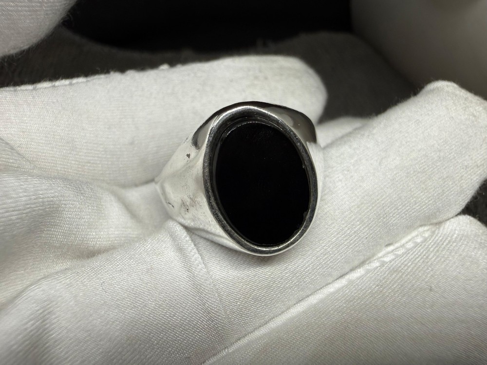 Solid 925 Sterling Silver Men's Signet Black Onyx Oval Gemstone Handmade Ring
