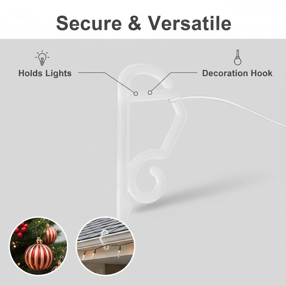 Kihanyoh Christmas Light Clips, White Gutter Hooks Outside String