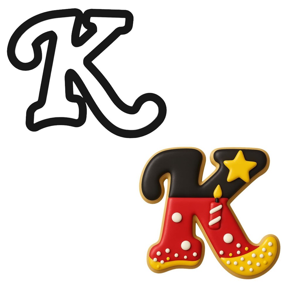 Mighty Gadget Cursive Letter K Cookie Cutter (Random Color) – 4 x 3.21 Inch