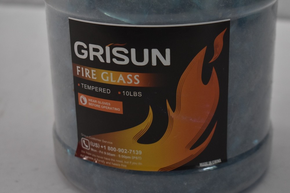 Grisun Fire Glass 10 lb Pack Tempered Fire Fire Pit Reflective Blue Round