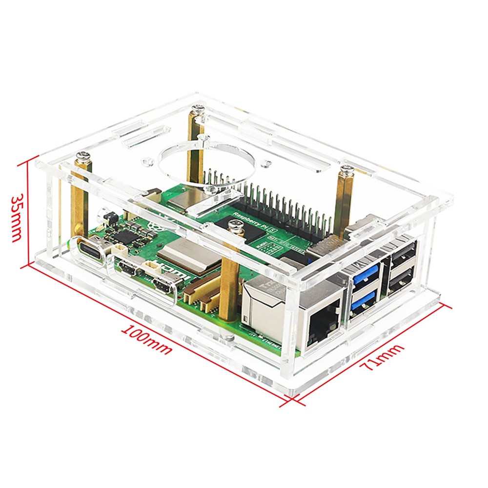 Acrylic Transparent Protective Case With Heat Cooling Fan for Raspberry Pi 5
