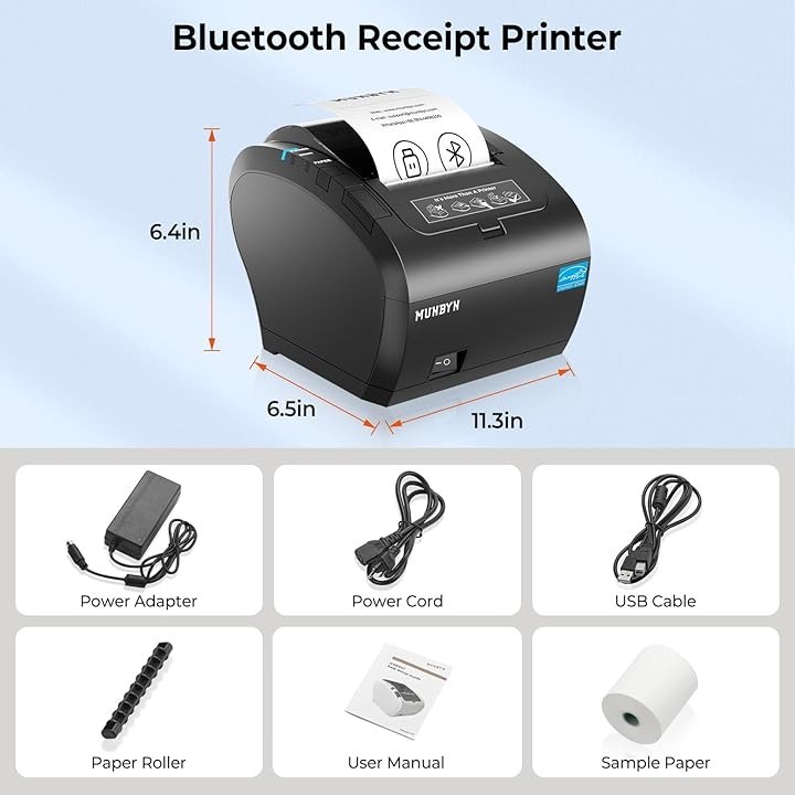 NEW MUNBYN Bluetooth Thermal Receipt Printer P047 80mm POS Printer