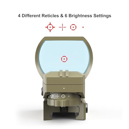 Reflex Sight, Multiple Reticle System Red Dot Sight with Picatinny Rail Khaki