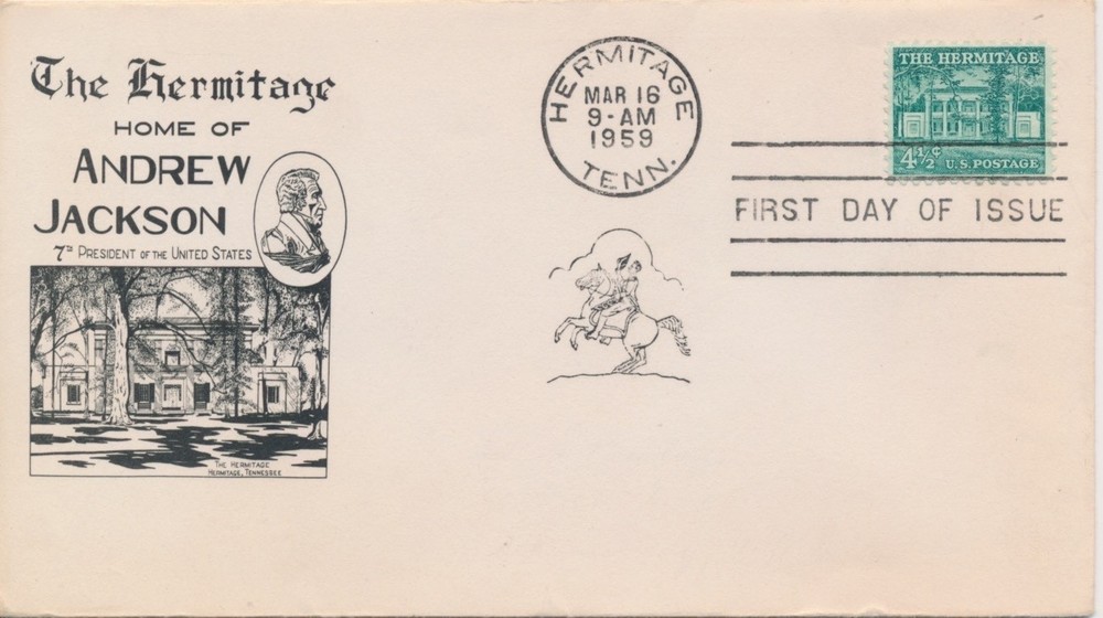 #1037 Andrew Jackson The Hermitage Unknown cachet First Day cover
