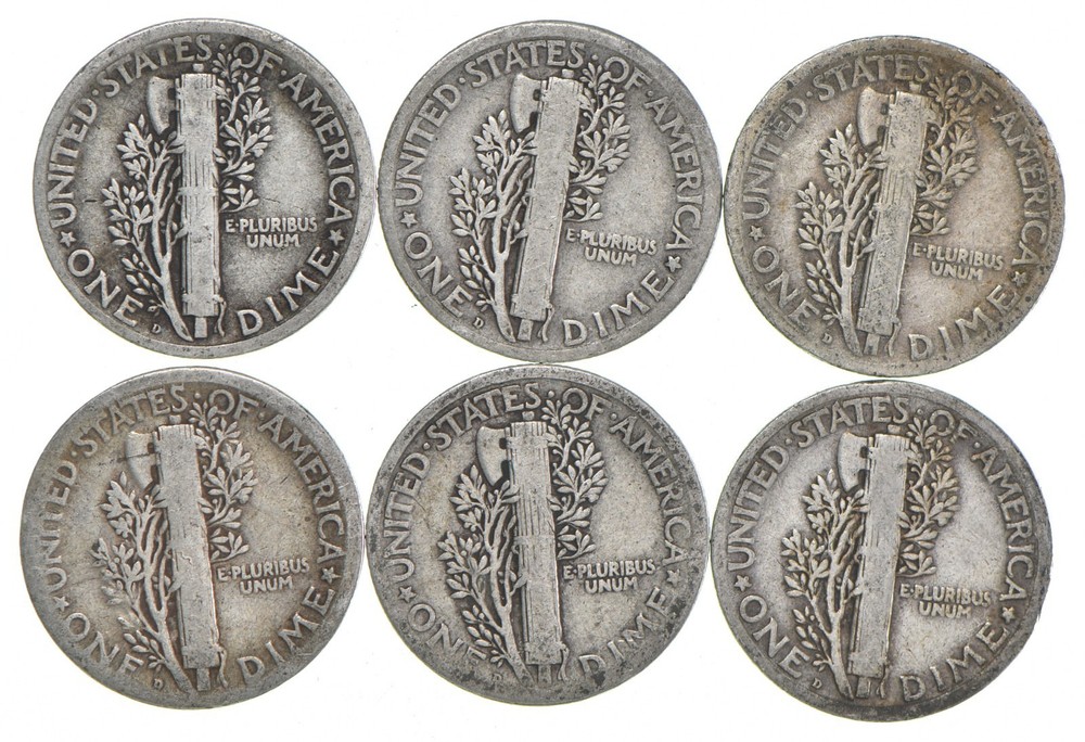 VG+ 1920-D Mercury 90% Silver Dime