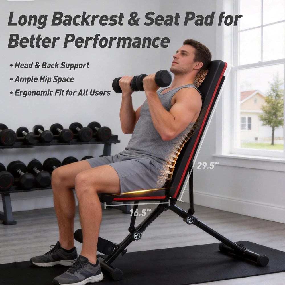 Adjustable Weight Bench Workout Bench 795 lb W/ 72 Multi-Position Settings Black