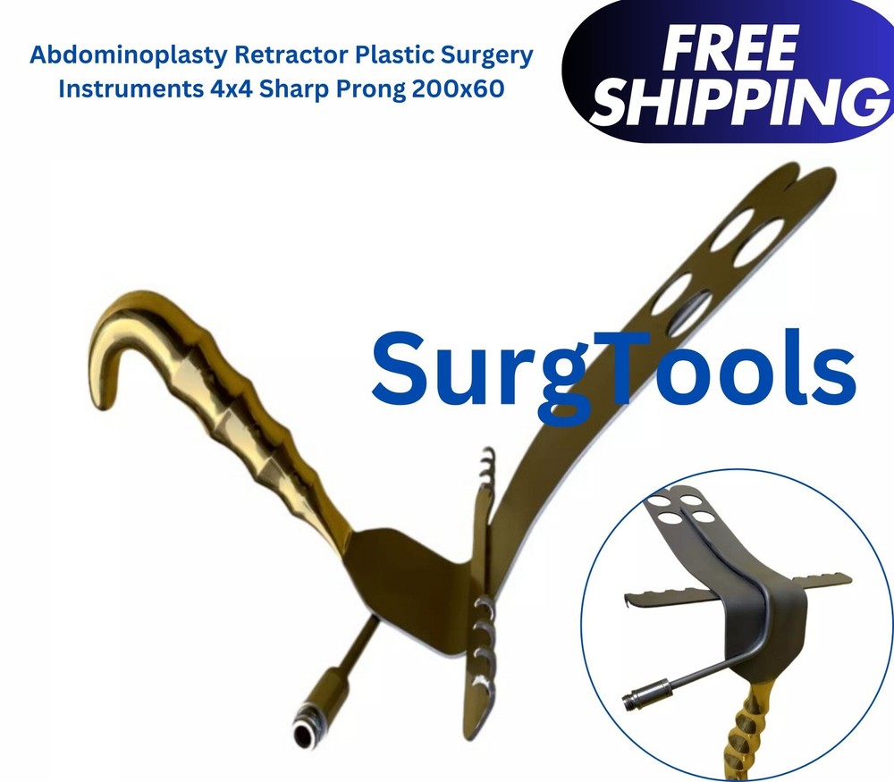 Abdominoplasty Retractor Plastic Surgery Instruments 4x4 Sharp Prong 200x60