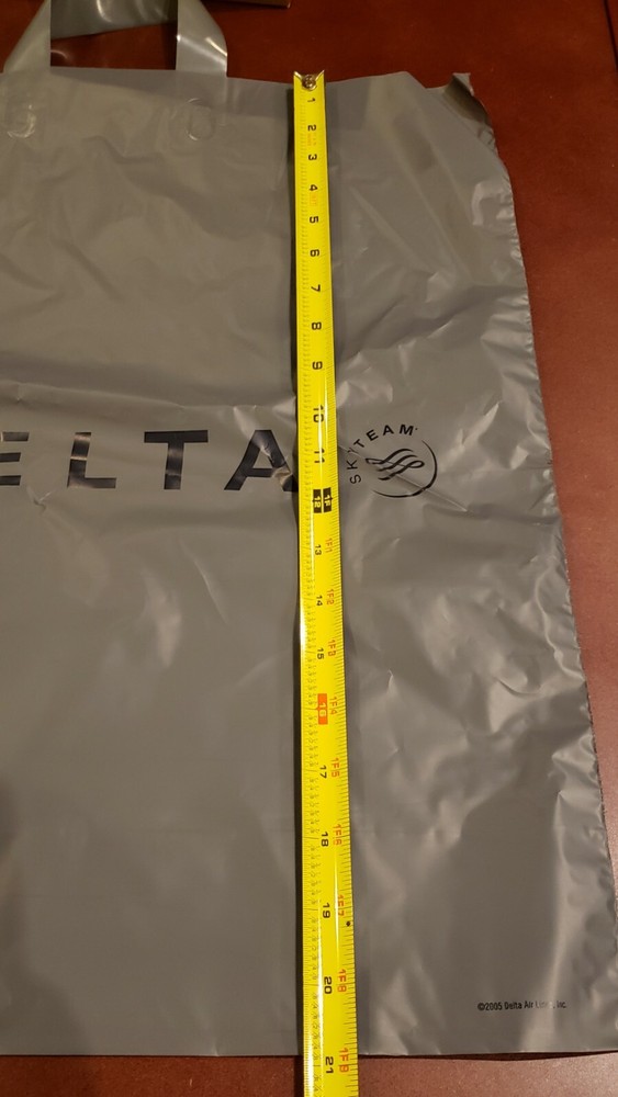 Delta Airlines Soft Handle Loop Plastic bag with logo expandable Brand new