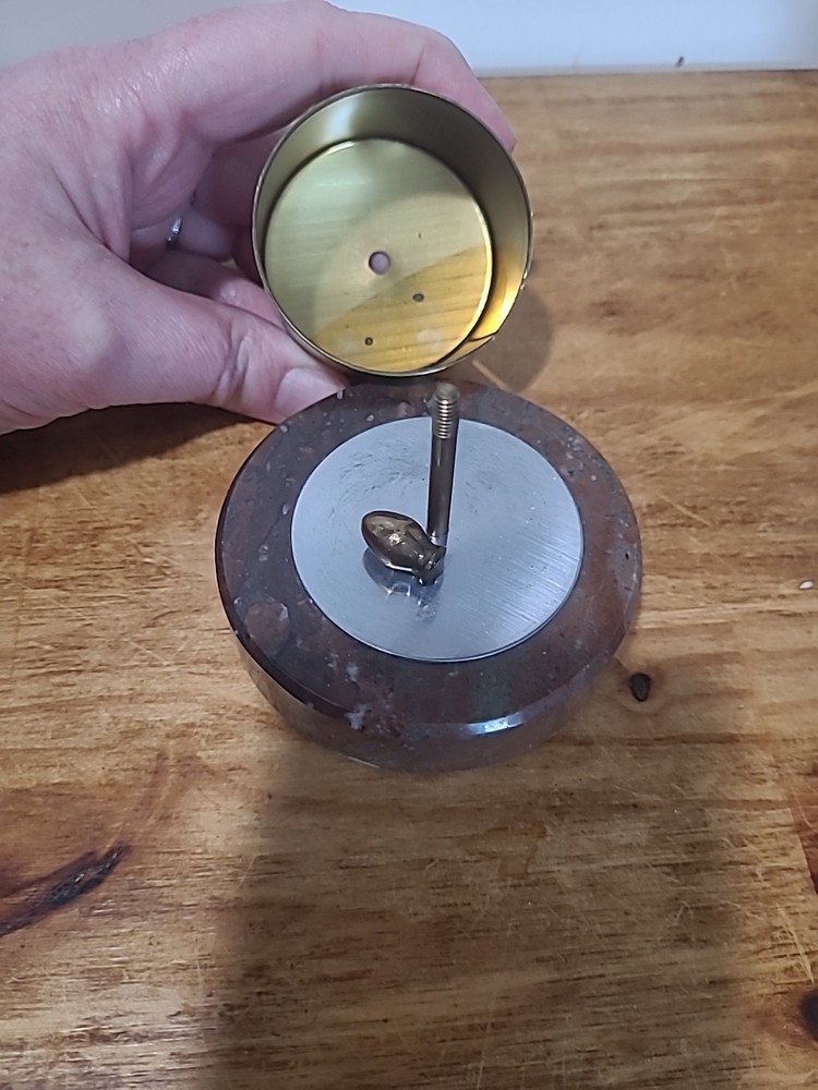 Vintage Brass Postage Stamp Roll Holder With Marble Base