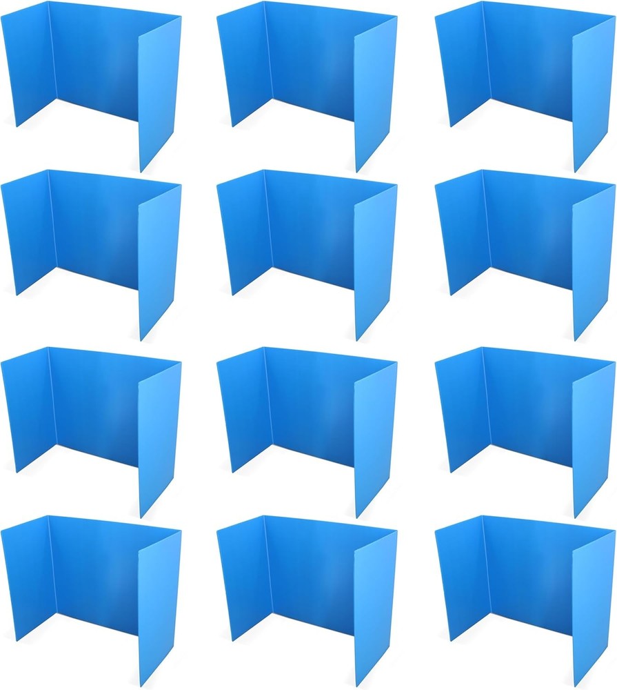 18”x 46.5” Blue Plastic Study Carrel Privacy Boards Premium Corrugated Plastic