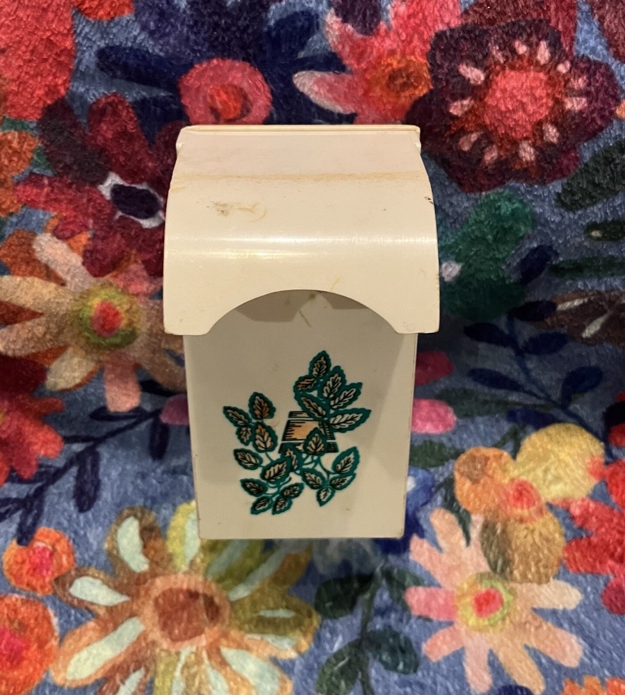 Vintage Match Holder Plastic Wall Mount White Flower Pattern