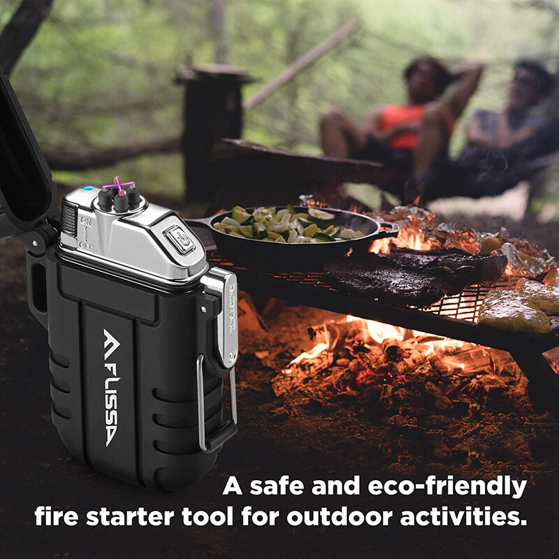 Flissa 2PC Windproof&Waterproof Lighter Set w/ Outdoors Multi-Function Spoon NEW