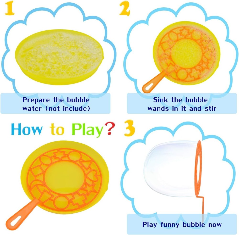 Bubble Wands Set - Big Bubbles Wand Funny Bubbles Maker with Tray, Nice for O...
