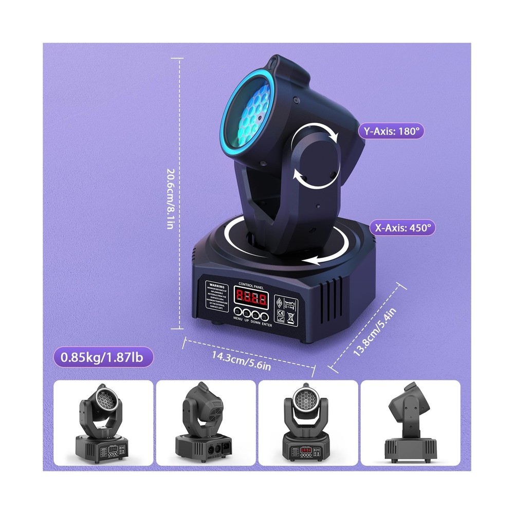 2PCS Compact 30W Stage Moving Head Light with Beam,GOBO Projection,Remote Con...