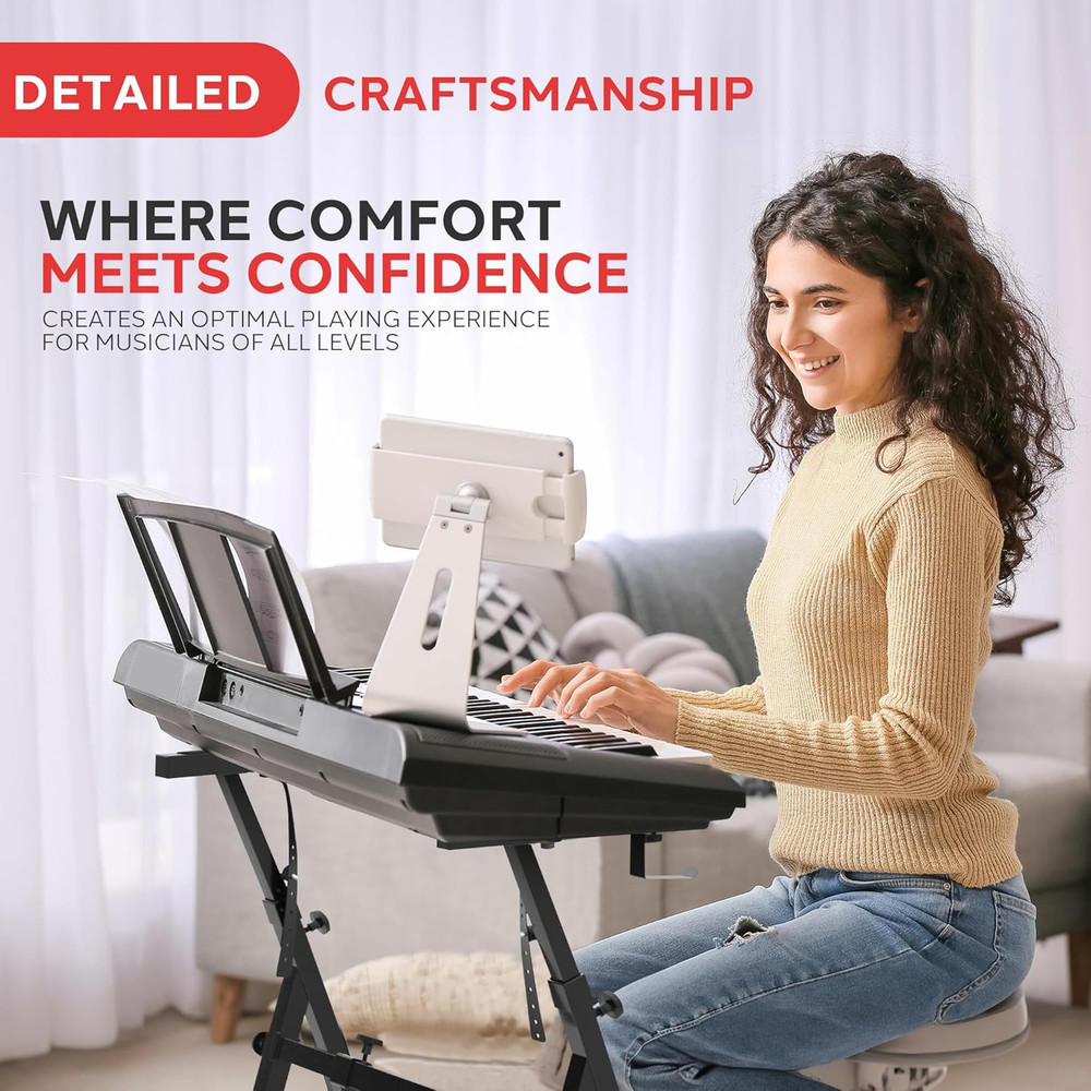 Heavy Duty Folding Keyboard Stand with Adjustable Height & Width, Black