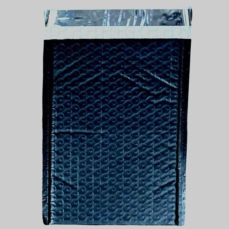 50 5" x 9" Black Poly Bubble Mailers Self Seal Envelopes