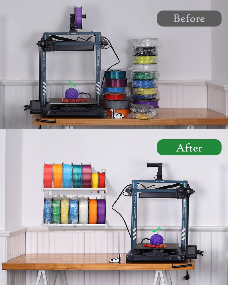 AHOWPD Wall Mount Filament Storage Rack- 3D Printer White