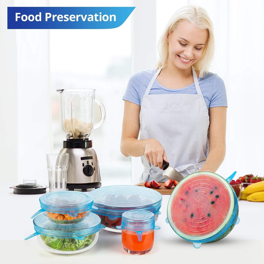 Silicone Stretch Lids, Zero Waste Reusable Silicon Container Lid Covers for Left
