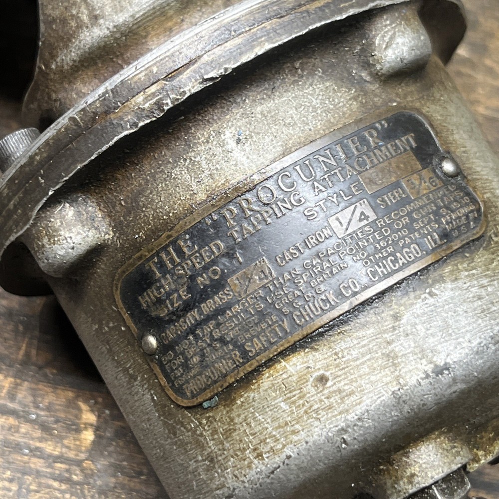 Procunier Size 1 Style EX Tapping Head Jacobs 33 Taper Atlas Drill Press ⬇️