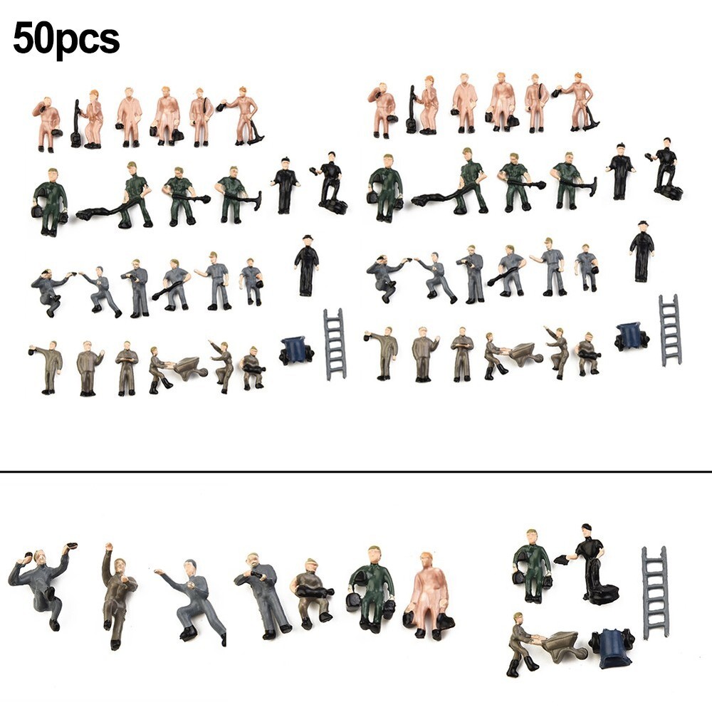 Figures Painted Figures Scale 1:87 25 Different Poses 50pcs Painted Figures