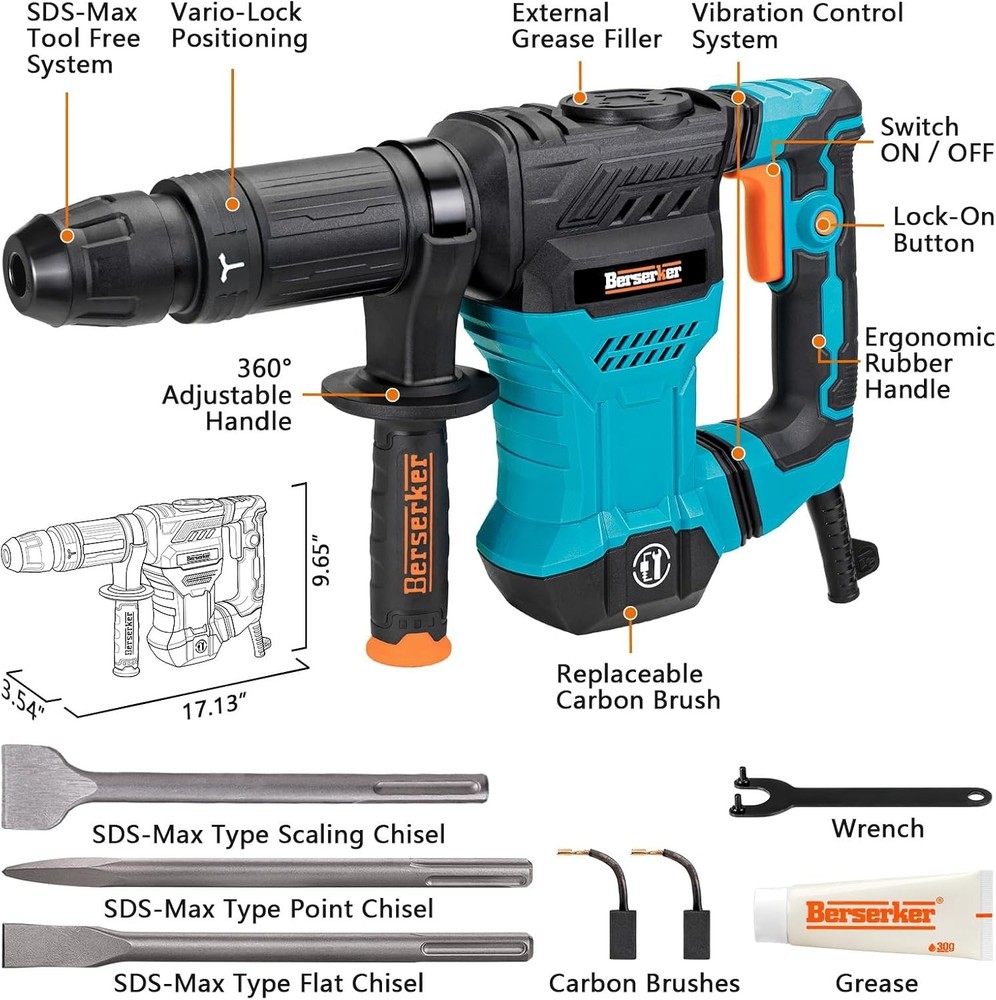 Electric Chipping Hammer with Carrying Case