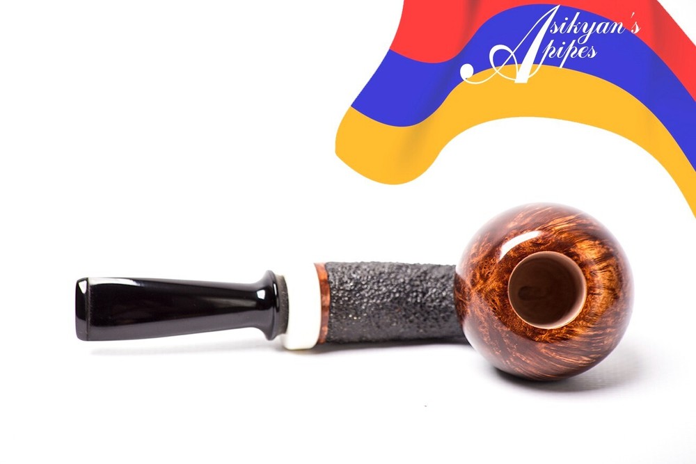 Asikyan Pipe #438/24 Apple Partially Smooth Rusticated Hand Made