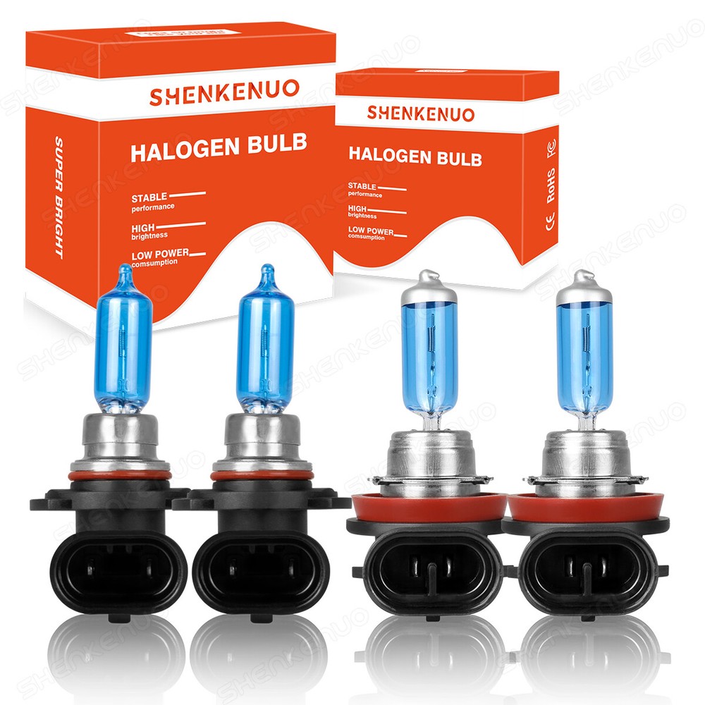 9005 H11 Halogen Headlight KIT Combo Bulbs High&Low Beam Super Bright Warm White