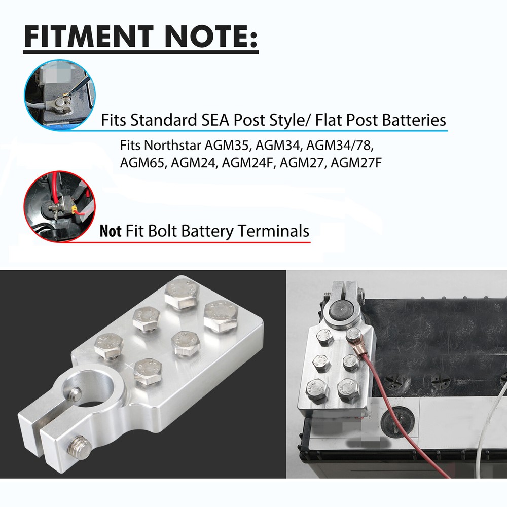 For Car Audio 6 Spot Flat Multi Connection Battery Terminals For SAE Post