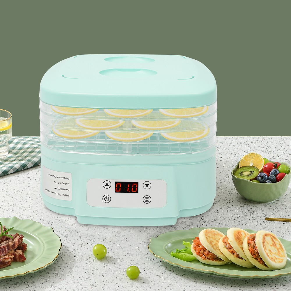 5 Trays Food Dehydrator Machine 200W Adjustable Timer Fruit Drying Machine ABS