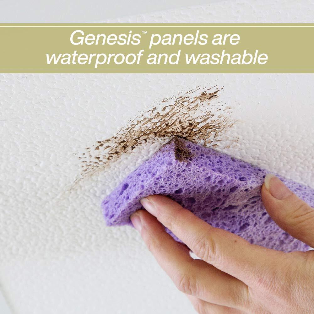Genesis 2ft x 2ft White Icon Relief Ceiling Tiles Easy DropIn Installation
