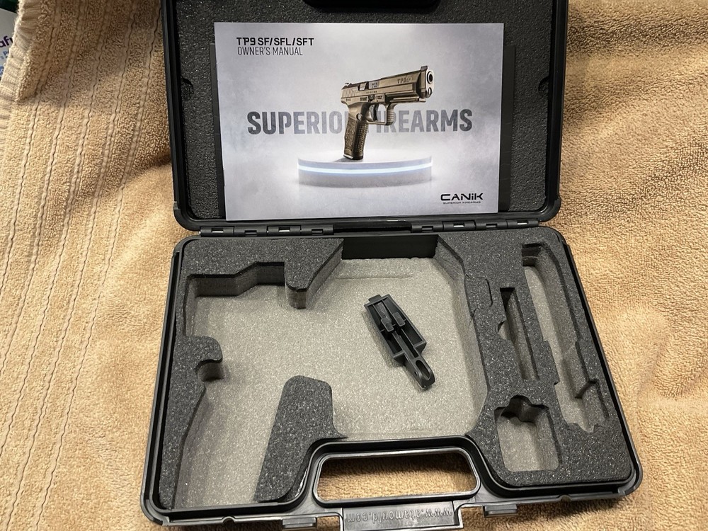 CANIK TP9 SF/SFL/SFT 9MM Empty Hard Case One Back Strap (medium)+ Owners Manual
