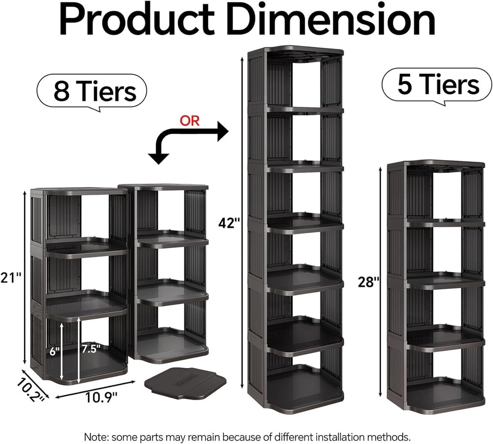 Kitstorack 8-Tier Vertical Plastic Shoe Rack, Freestanding Stackable Storage Org