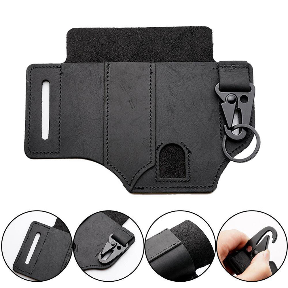 Leather EDC Pocket Organizer For Men,Multitool Sheath for Belt Flashlight Sheath