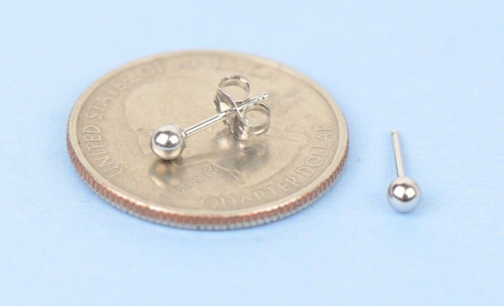 925-Sterling-Silver-Round Ball Stud Earrings High Polished