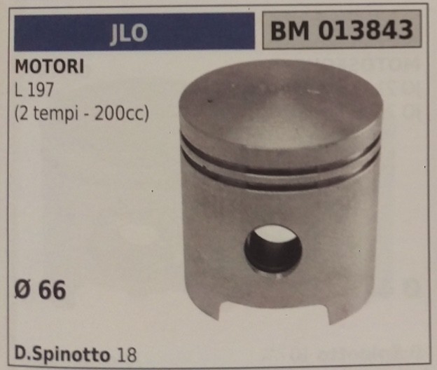 Complete Piston With Segments And Spin Engine JLO L 197 (2T 200Cc) Ø 66