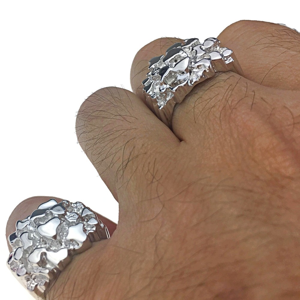Men's Solid 925 Sterling Silver Nugget Ring Brutalist Anillo De Plata Pinky 6-13